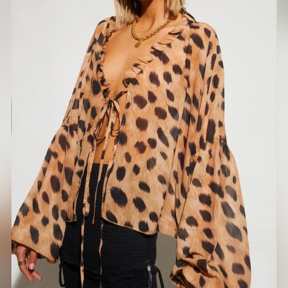 SNDYS Leopard Isle Top Boho Chic Festival Coastal Cowgirl Top S